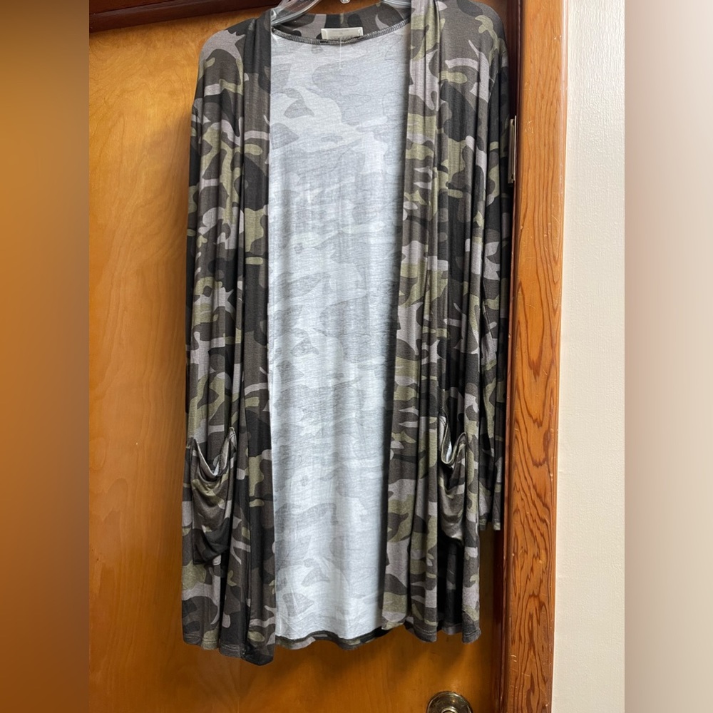 Green and purple camo cardigan